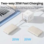 پاور بانک 20 وات 2 پورت 10000mAh یوگرین مدل PB505 کد 35340 همراه با کابل USB-C متصل