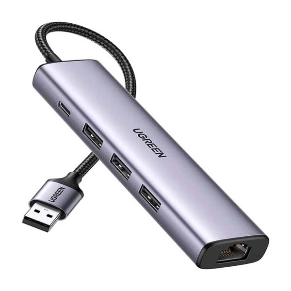 هاب 5 پورت USB 3.0 یوگرین مدل CM475-60554 با 3 پورت USB 3.0 و 1 پورت LAN و Type-C PD